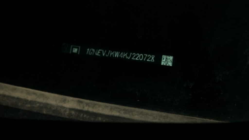 example of a VIN number on a towing vehicle 