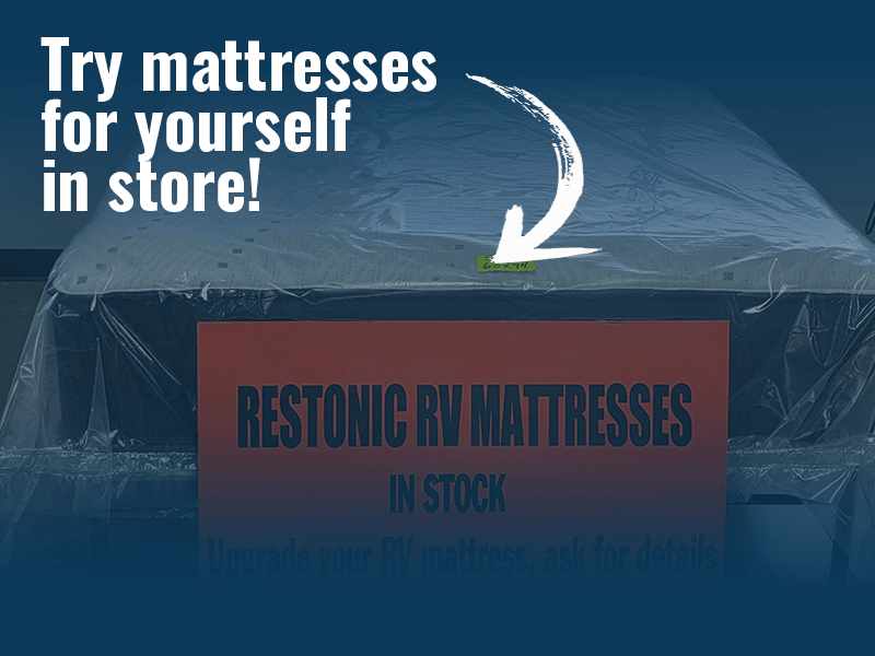 mattresses displayed in adventure rv center